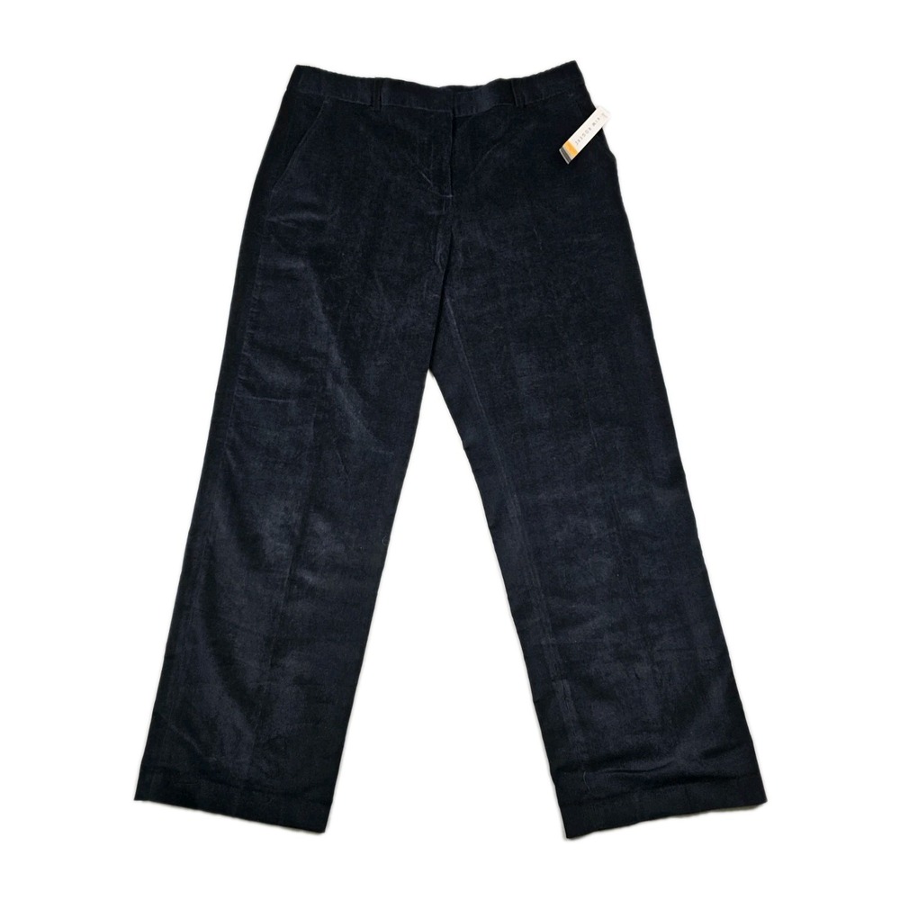 New Kim Rogers Corduroy Pants Womens 14P Dark Navy Blue Stretch Dress Pants